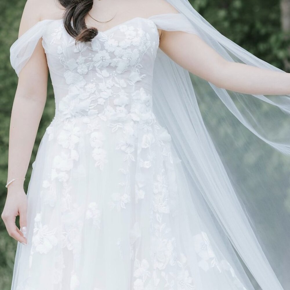 Maggie Sottero - Laila A-Line Strapless 3D Floral Wedding Gown - Picture 2 of 6